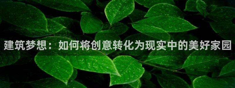 富联娱乐官方网站入口网址：建筑梦想：如何将创意转化为现实中的美好家园
