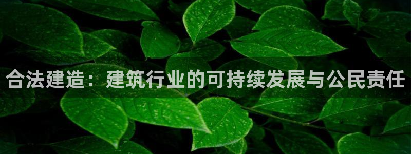 富联娱乐主管研判官333OO：合法建造：建筑行业的可持续发展与公民责任